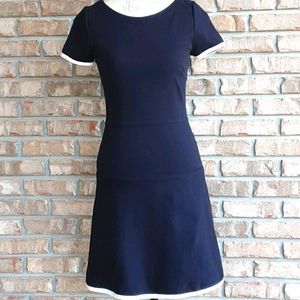 J. Crew Classic Navy Dress with White Accents